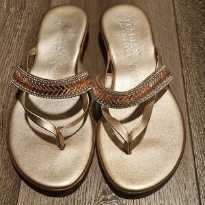 Italian Shoemakers Bronze and Gold Sandals